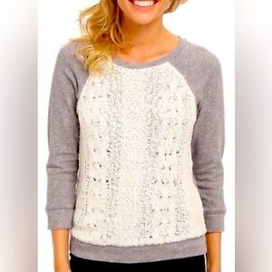 Lucky Brand Gray and White Knit Women's Sweater